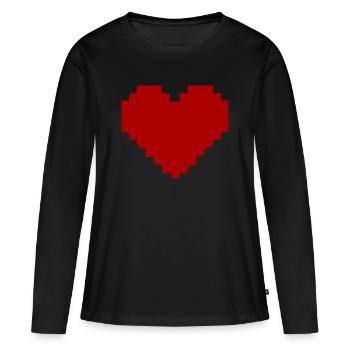 Red Heart Red Pixel Heart Gift - Women's Premium Organic Long Sleeve Shirt - black - Front - Julia (174cm)