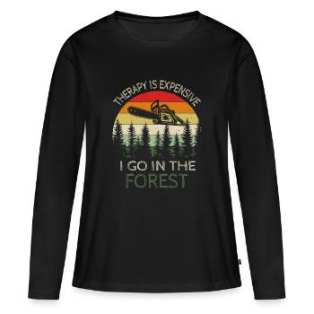 Forêt au lieu de thérapie - T-shirt manches longues Premium bio Femme - noir - Devant - Julia (174cm)