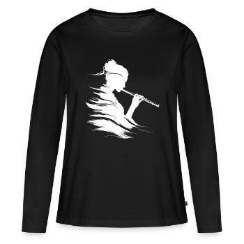 Drawing flutist - Women's Premium Organic Long Sleeve Shirt - black - Front - Julia (174cm)