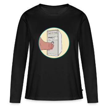Technologie drôle pour PC rétro des années 90 avec pression à boutons et orteils - T-shirt manches longues Premium bio Femme - noir - Devant - Julia (174cm)