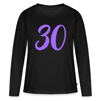 Number 30 in Lavender Calligraphy - Women's Premium Organic Long Sleeve Shirt - black - Front - Julia (174cm)
