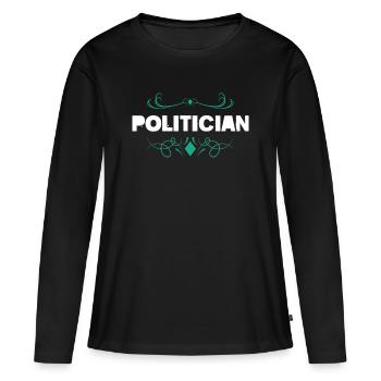 Lettrage orné de politicien - T-shirt manches longues Premium bio Femme - noir - Devant - Julia (174cm)