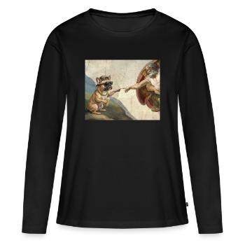 Dog God Hand French Bulldog Dog meme - Women's Premium Organic Long Sleeve Shirt - black - Front - Julia (174cm)