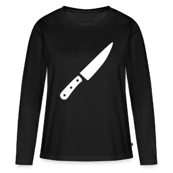 Couteau, Cuisinière de cuisine, Cuisine de cuisine, Cuisine - T-shirt manches longues Premium bio Femme - noir - Devant - Julia (174cm)