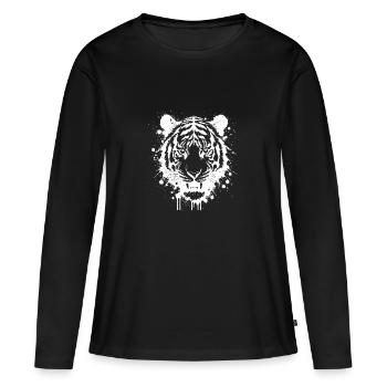 White Tiger in Splatter - Women's Premium Organic Long Sleeve Shirt - black - Front - Julia (174cm)