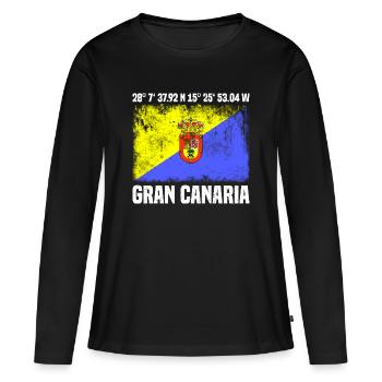 Inseltrip Gran Canaria - Frauen Premium Bio Langarmshirt - Schwarz - Vorne - Julia (174cm)