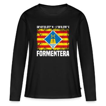 Formentera Koordinaten - Frauen Premium Bio Langarmshirt - Schwarz - Vorne - Julia (174cm)