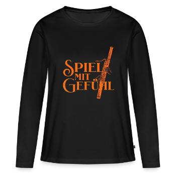 Fagott -Spiel mit Gefühl für Fagottist Fagottistin - Frauen Premium Bio Langarmshirt - Schwarz - Vorne - Julia (174cm)