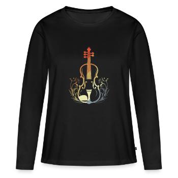 Style rétro du violon - T-shirt manches longues Premium bio Femme - noir - Devant - Julia (174cm)