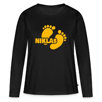 Baby Niklas - Frauen Premium Bio Langarmshirt - Schwarz - Vorne - Julia (174cm)