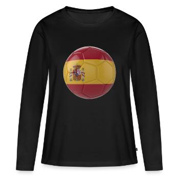 SPANIENS FLAGGE AUF EINEM FUSSBALL - Frauen Premium Bio Langarmshirt - Schwarz - Vorne - Julia (174cm)