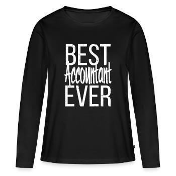 Meilleur comptable de tous les temps - T-shirt manches longues Premium bio Femme - noir - Devant - Julia (174cm)