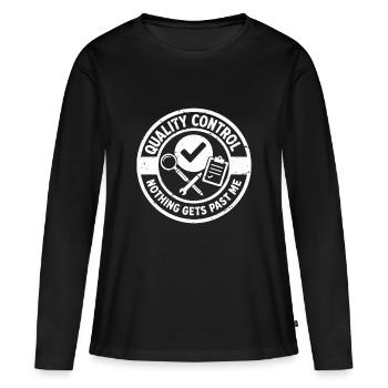 quality control nothing gets past me - Women's Premium Organic Long Sleeve Shirt - black - Front - Julia (174cm)