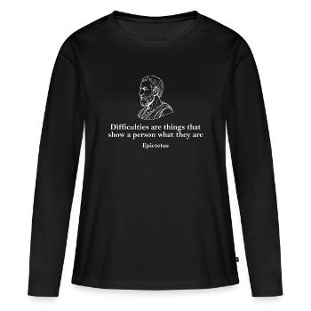 Epiktets stoisches Zitat - Frauen Premium Bio Langarmshirt - Schwarz - Vorne - Julia (174cm)