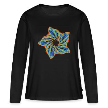 Orbitalblüte – Strange Attractor - Frauen Premium Bio Langarmshirt - Schwarz - Vorne - Julia (174cm)
