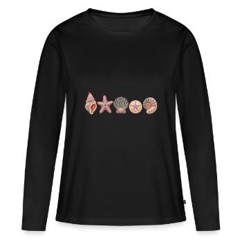 Coastal Cottagecore Clipart, Ozeanliebhaber-Geschenk - Frauen Premium Bio Langarmshirt - Schwarz - Vorne - Julia (174cm)