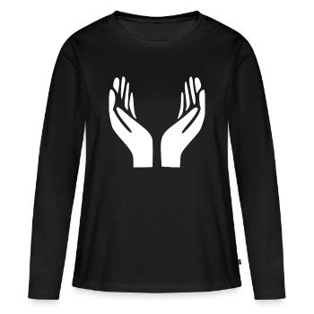 Geste des mains ouvertes - T-shirt manches longues Premium bio Femme - noir - Devant - Julia (174cm)