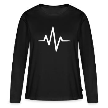 EKG Herzschlag Herzfrequenz Herzlinie Geschenk - Frauen Premium Bio Langarmshirt - Schwarz - Vorne - Julia (174cm)