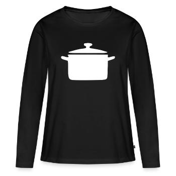 Chaudron Chaudron Cadeau Cuisinier Cuisinier Cuisinier - T-shirt manches longues Premium bio Femme - noir - Devant - Julia (174cm)