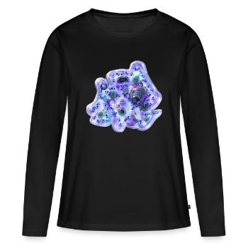 Nebula Cell Flow Blue Violet - Women's Premium Organic Long Sleeve Shirt - black - Front - Julia (174cm)