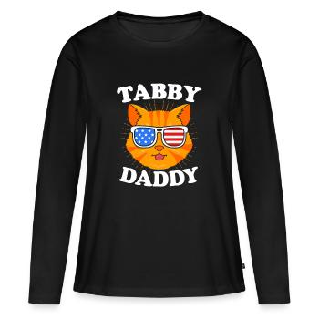 Chat tigré - T-shirt manches longues Premium bio Femme - noir - Devant - Julia (174cm)