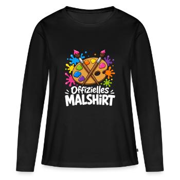 Offizielles Ausmal-Motiv zum Malen Zeichnen und - Frauen Premium Bio Langarmshirt - Schwarz - Vorne - Julia (174cm)