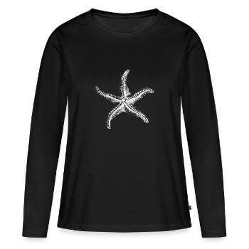 Weißer Seestern Silhouette - Frauen Premium Bio Langarmshirt - Schwarz - Vorne - Julia (174cm)