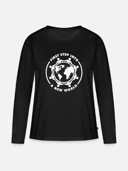 First step into a new World - Frauen Premium Bio Langarmshirt - Schwarz