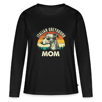 Maman de lévrier italienne fière propriétaire d’Iggy - T-shirt manches longues Premium bio Femme - noir - Devant - Julia (174cm)