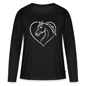 Cœur de cheval Cavalier Cavalier de Cavalier D’Équitation Cadeau - T-shirt manches longues Premium bio Femme - noir - Devant - Julia (174cm)