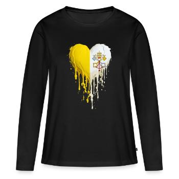 Goutte de cœur du Vatican - T-shirt manches longues Premium bio Femme - noir - Devant - Julia (174cm)