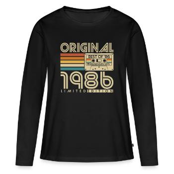 Original 1986 Vintage Vintage Birthday Retro - Women's Premium Organic Long Sleeve Shirt - black - Front - Julia (174cm)