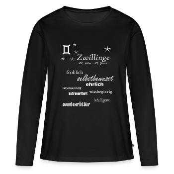 Zwillinge_Sternzeichen - Frauen Premium Bio Langarmshirt - Schwarz - Vorne - Julia (174cm)