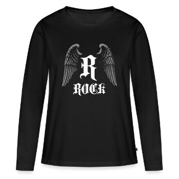 Logo Gothic Rock Ailé - T-shirt manches longues Premium bio Femme - noir - Devant - Julia (174cm)