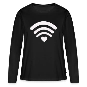 Wifi Love Heart Wifi Design - Women's Premium Organic Long Sleeve Shirt - black - Front - Julia (174cm)
