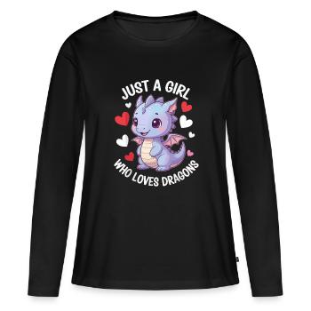 Just a Girl Who Loves Dragons - Women's Premium Organic Long Sleeve Shirt - black - Front - Julia (174cm)