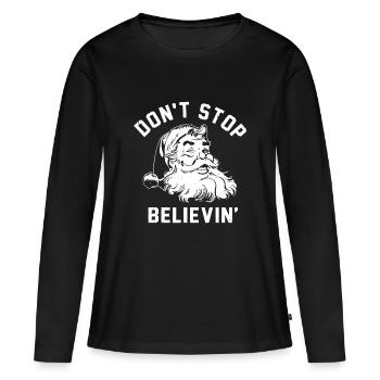 Don't Stop Believin' Bearded Dog - Women's Premium Organic Long Sleeve Shirt - black - Front - Julia (174cm)