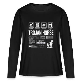 Trojan Horse Motif - Women's Premium Organic Long Sleeve Shirt - black - Front - Julia (174cm)