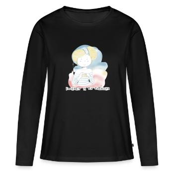Häkeln ist meine Therapie - Frauen Premium Bio Langarmshirt - Schwarz - Vorne - Julia (174cm)