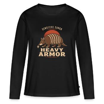 Armadillo Drôle Armadillo Texas - T-shirt manches longues Premium bio Femme - noir - Devant - Julia (174cm)
