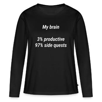 Mein Gehirn: Nebenquests - Frauen Premium Bio Langarmshirt - Schwarz - Vorne - Julia (174cm)