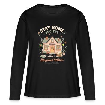 Stay Home Wohnidylle – Innenwelt - T-shirt manches longues Premium bio Femme - noir - Devant - Julia (174cm)