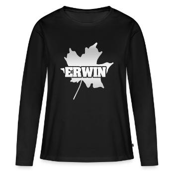 Erwin en feuille d’érable - T-shirt manches longues Premium bio Femme - noir - Devant - Julia (174cm)