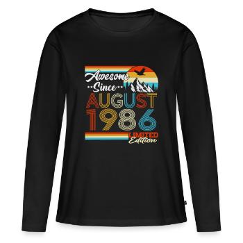 August 1986 Vintage Birthday Gift Retro - Women's Premium Organic Long Sleeve Shirt - black - Front - Julia (174cm)