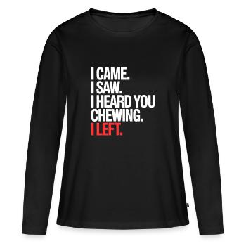 Bruits de mastication bruits de mastication bruits de claquement mastication mâchonnement - T-shirt manches longues Premium bio Femme - noir - Devant - Julia (174cm)