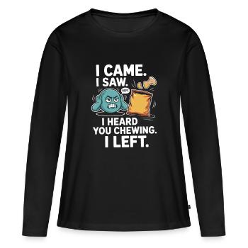 Bruits de mastication bruits de mastication bruits de claquement mastication mâchonnement - T-shirt manches longues Premium bio Femme - noir - Devant - Julia (174cm)