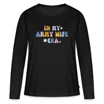 In meiner Armee-Ehefrau-Ära Militär-Ehepartner-Geschenk - Frauen Premium Bio Langarmshirt - Schwarz - Vorne - Julia (174cm)