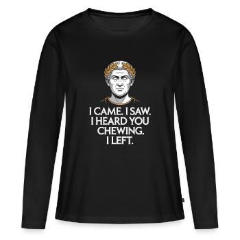 Bruits de mastication bruits de mastication bruits de claquement mastication mâchonnement - T-shirt manches longues Premium bio Femme - noir - Devant - Julia (174cm)