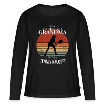 Tennis Grandma Gift for Proud Grandmother - Women's Premium Organic Long Sleeve Shirt - black - Front - Julia (174cm)