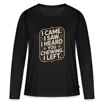 Bruits de mastication bruits de mastication bruits de claquement mastication mâchonnement - T-shirt manches longues Premium bio Femme - noir - Devant - Julia (174cm)